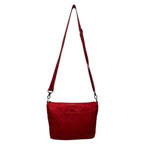 Lug Women’s Red Nylon Quilted Flare With Adjustable Strap Crossbody Bag